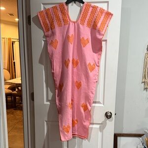 Pink and Orange Heart Maxi Dress